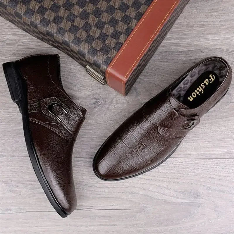 Social Shoe for Men Black Breathable In Summer Brown Dress Shoes Man Clothing High Quality Fashion 2024 Style Leather Casual 39