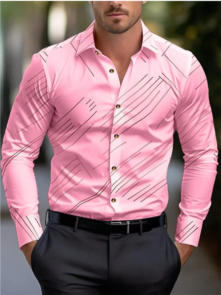 10 colors men's formal shirt button-up shirt long sleeve striped lapel spring autumn winter summer wedding work clothes XS-6XL
