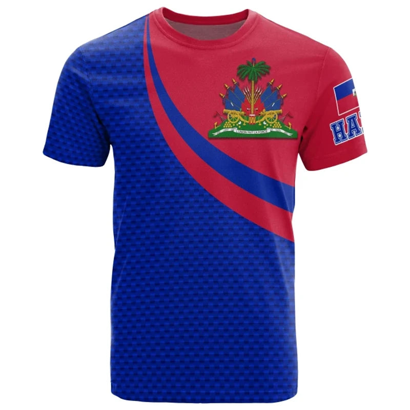 Haiti Flag Map 3D Printed T Shirt For Men Clothes Fashion Male T-Shirt National Emblem Tshirt Independence Day Tee Women Tops