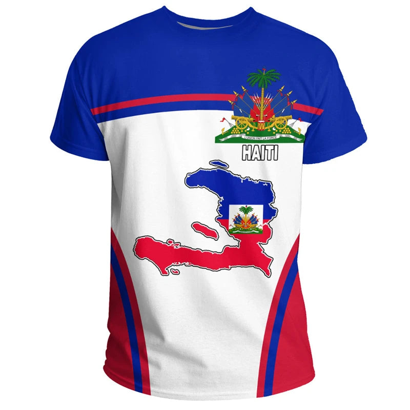 Haiti Flag Map 3D Printed T Shirt For Men Clothes Fashion Male T-Shirt National Emblem Tshirt Independence Day Tee Women Tops