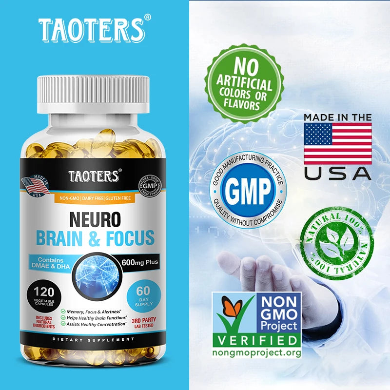 Multivitamin & Multimineral, Nootropic Brain Support Supplement, Supports Memory, Concentration & Alertness, 120 Capsules