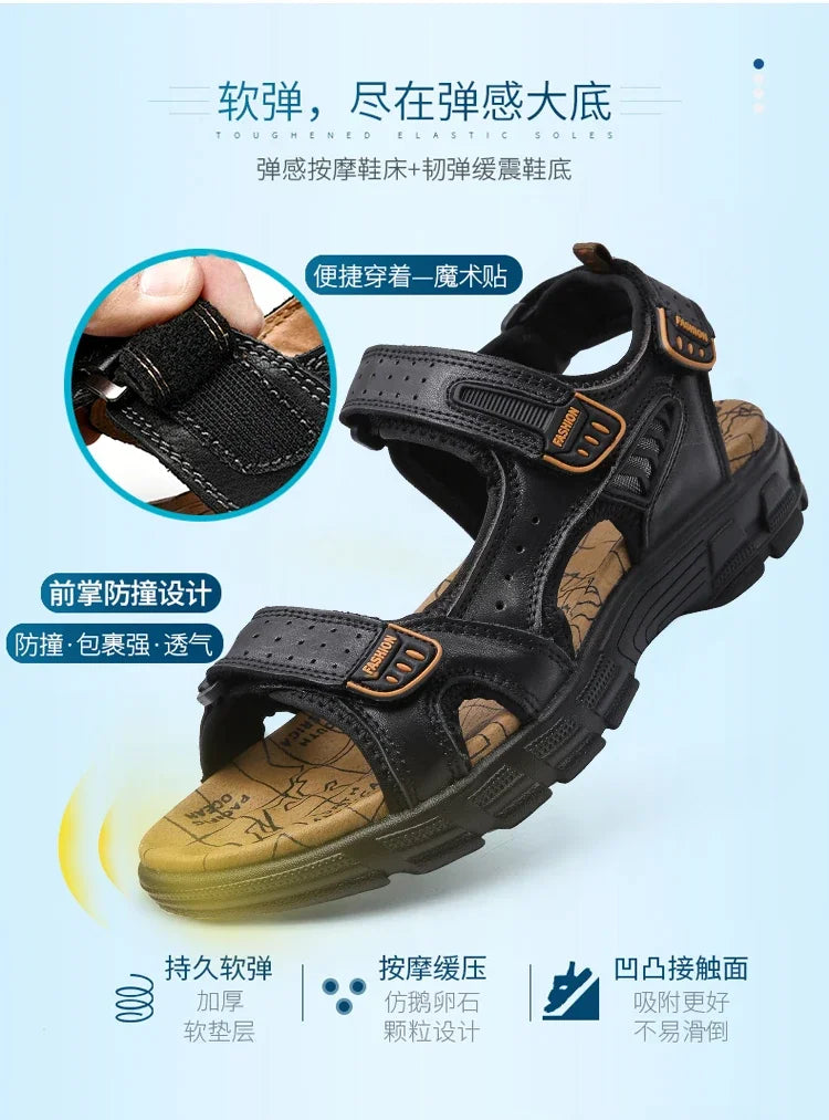 Summer Men's Sandals 2024 Trending Adult Men's Sandal Original Brands Shoes Man's Leather Sandal Sandals for Boys