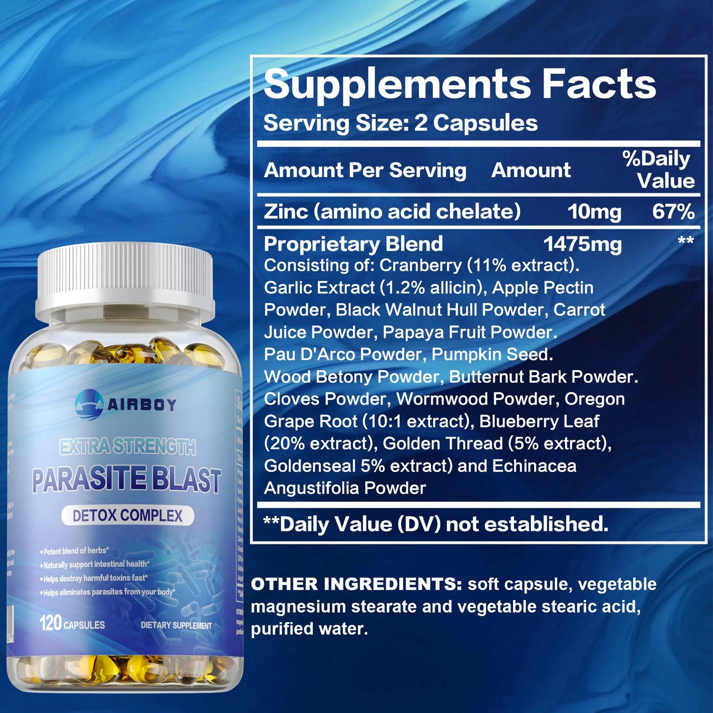Parasite Blast Detox Complex - Weight Management,Supports Gut Health, Improves Digestion, Metabolism - 120 Capsules