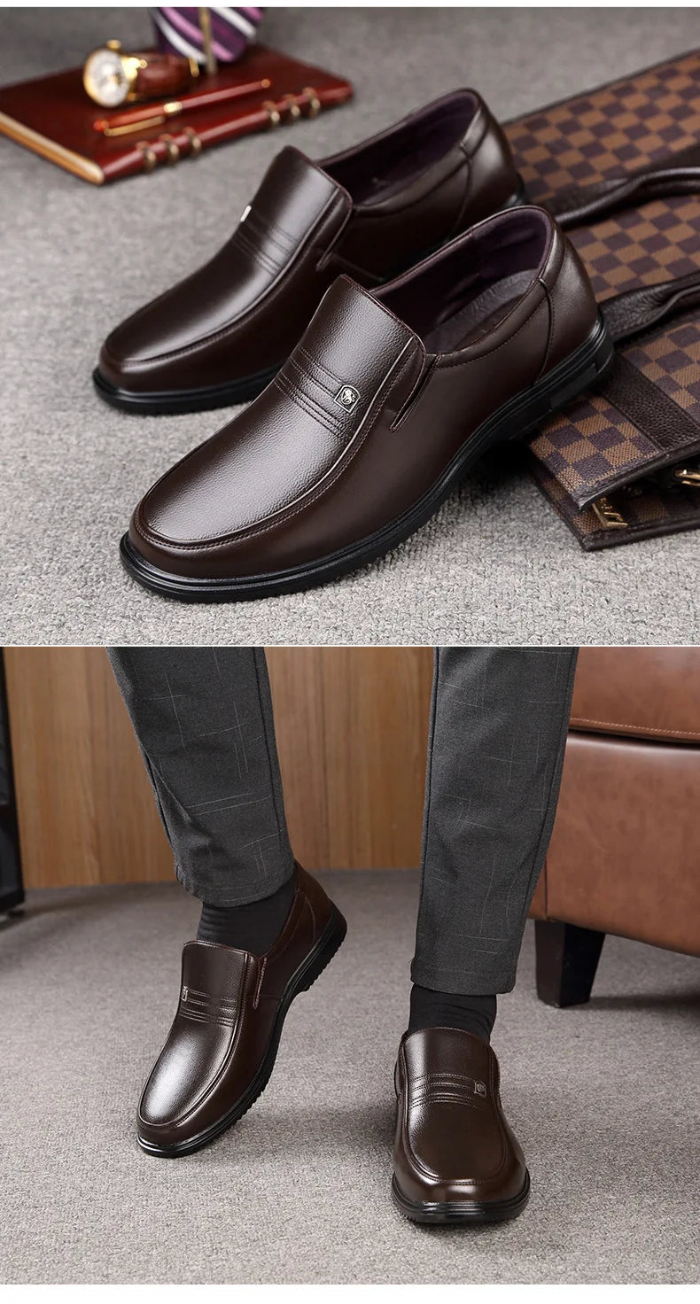 Shoes Men Loafers Genuine Leather Handmade Slip On Business Casual Shoes Classic Soft Leather Hombre Breathable Men Shoes Flat