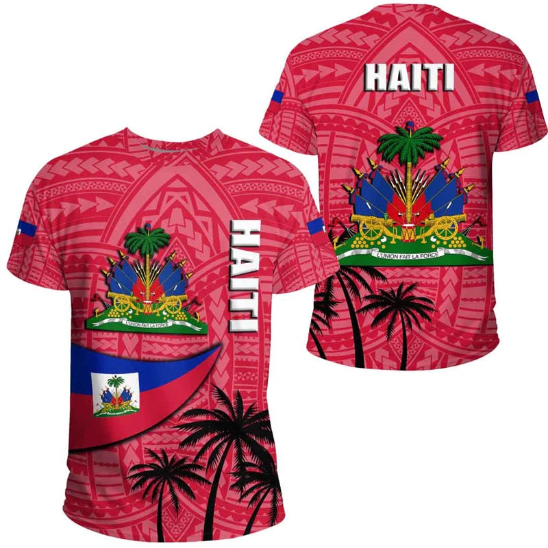 Haiti Flag Map 3D Printed T Shirt For Men Clothes Fashion Male T-Shirt National Emblem Tshirt Independence Day Tee Women Tops