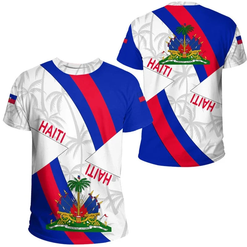 Haiti Flag Map 3D Printed T Shirt For Men Clothes Fashion Male T-Shirt National Emblem Tshirt Independence Day Tee Women Tops
