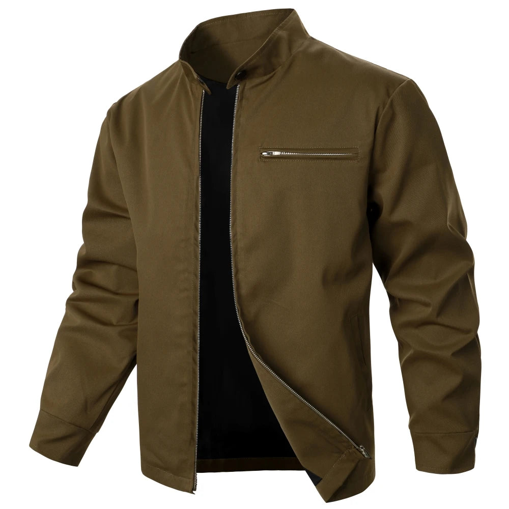 Men's Jacket Coat Solid Color Zipper Regular Fit Windproof Casual Style Men's Coat Outdoor Sports Daily Outfits Gift Men's Coat
