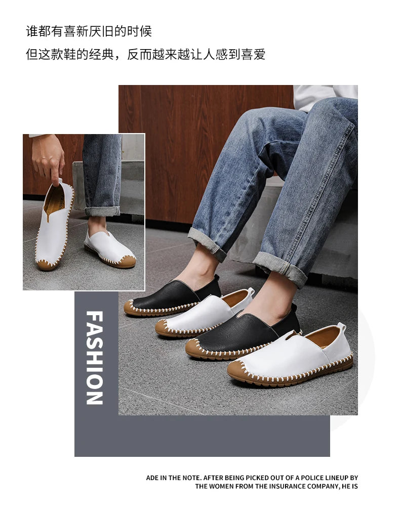 Summer Plus Size Men's Leather Shoes Simple Oxford Sole Casual Shoes Comfortable Soft Sole Lightweight Non-Slip Loafers