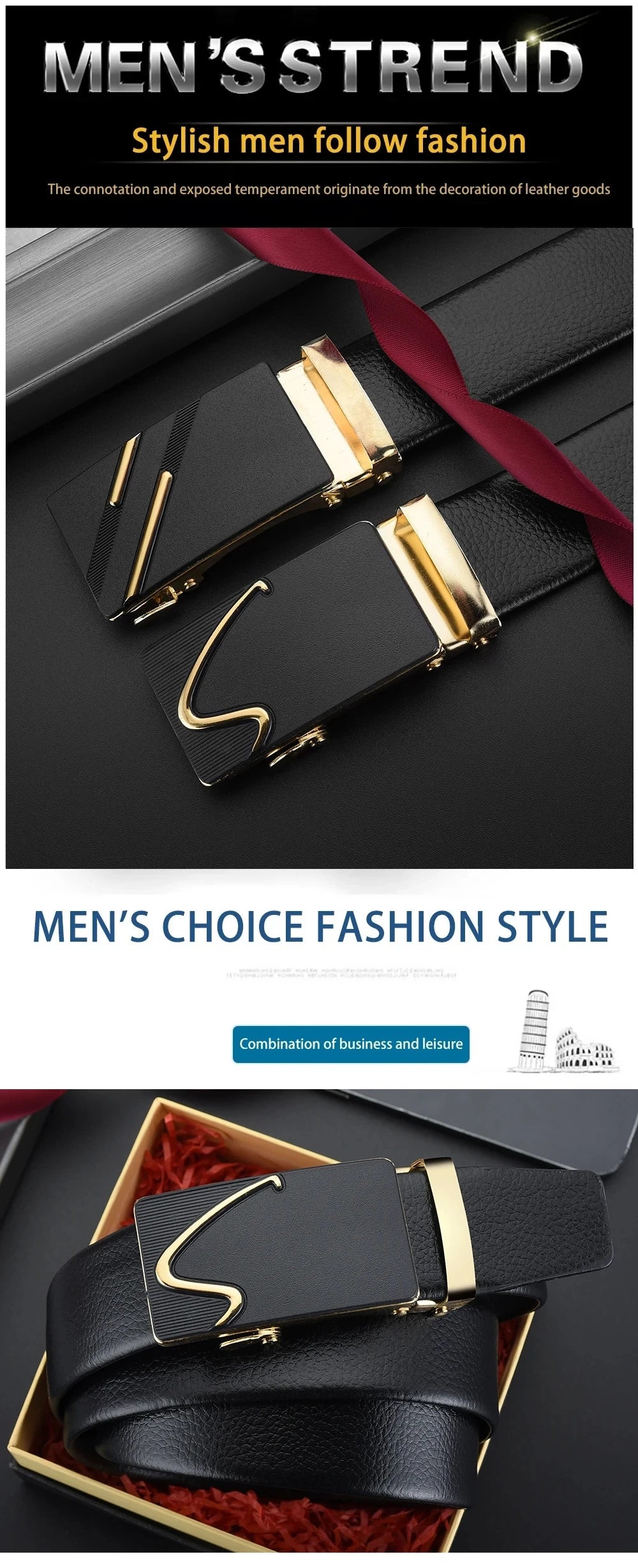 Fashion Business Men's Belt Genuine Luxury Brand Belt Metal Buckle Belt High-Quality PU Leather Soft Belt With Cargo Pants Jeans