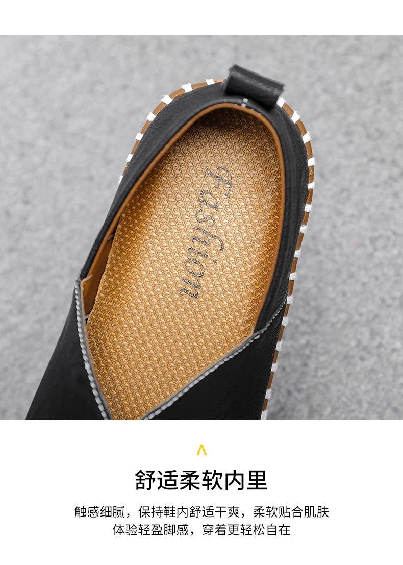 Summer Plus Size Men's Leather Shoes Simple Oxford Sole Casual Shoes Comfortable Soft Sole Lightweight Non-Slip Loafers