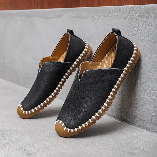 Summer Plus Size Men's Leather Shoes Simple Oxford Sole Casual Shoes Comfortable Soft Sole Lightweight Non-Slip Loafers
