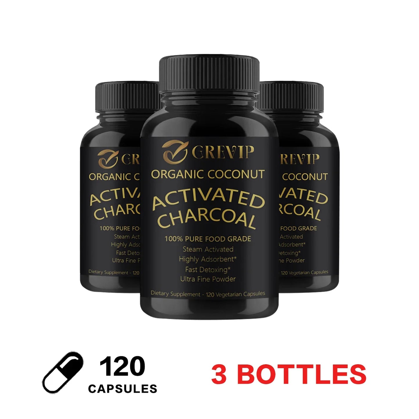 Activated Coconut Charcoal - Relieves Gas, Bloating and Natural Detoxification, Metabolism