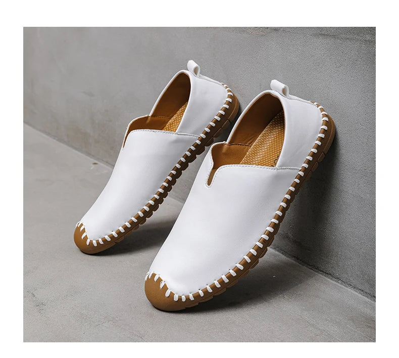 Summer Plus Size Men's Leather Shoes Simple Oxford Sole Casual Shoes Comfortable Soft Sole Lightweight Non-Slip Loafers