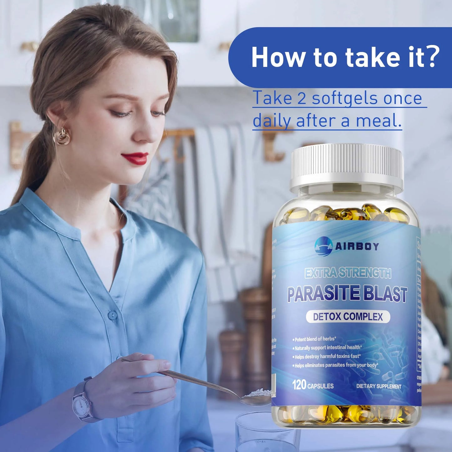 Parasite Blast Detox Complex - Weight Management,Supports Gut Health, Improves Digestion, Metabolism - 120 Capsules