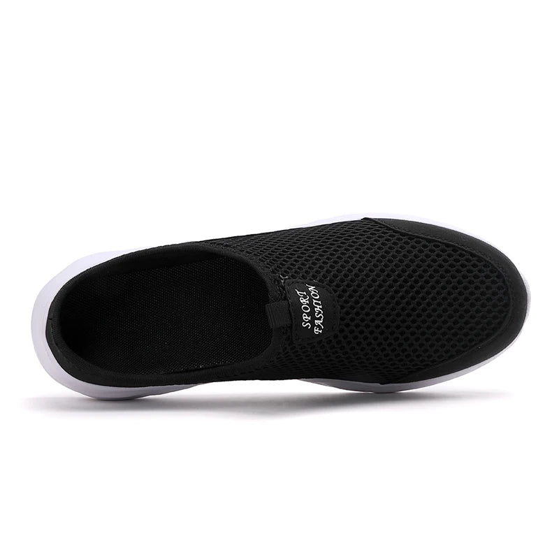 YRZL Mens Half Slippers Summer Breathable Mesh Mens Shoes Outdoor Casual Walking Shoes Large Flat Light Mesh Slippers Sandals