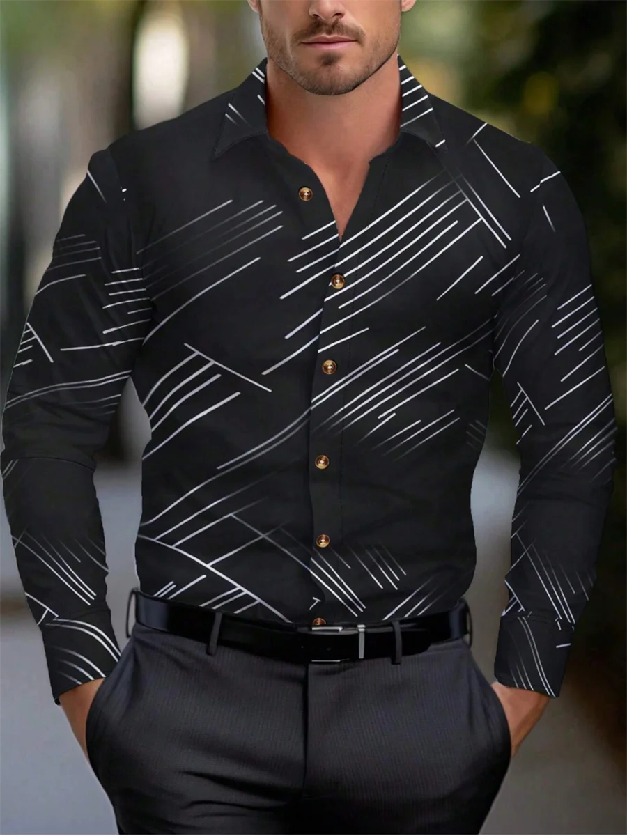 10 colors men's formal shirt button-up shirt long sleeve striped lapel spring autumn winter summer wedding work clothes XS-6XL