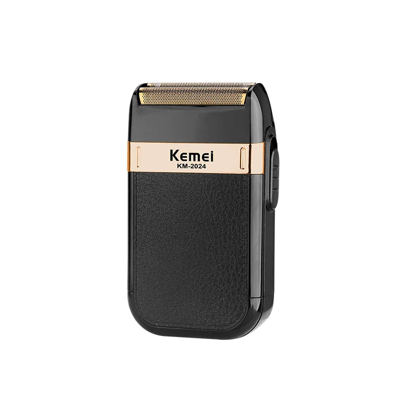 Kemei KM-2024 Electric Shaver Professional USB Rechargeable Men's Electric Shaver Leather Shell Waterproof Beard Trimmer Shaver