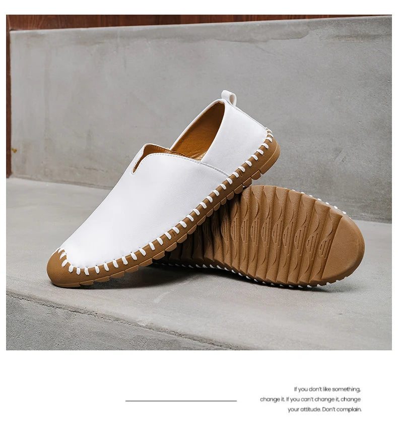 Summer Plus Size Men's Leather Shoes Simple Oxford Sole Casual Shoes Comfortable Soft Sole Lightweight Non-Slip Loafers
