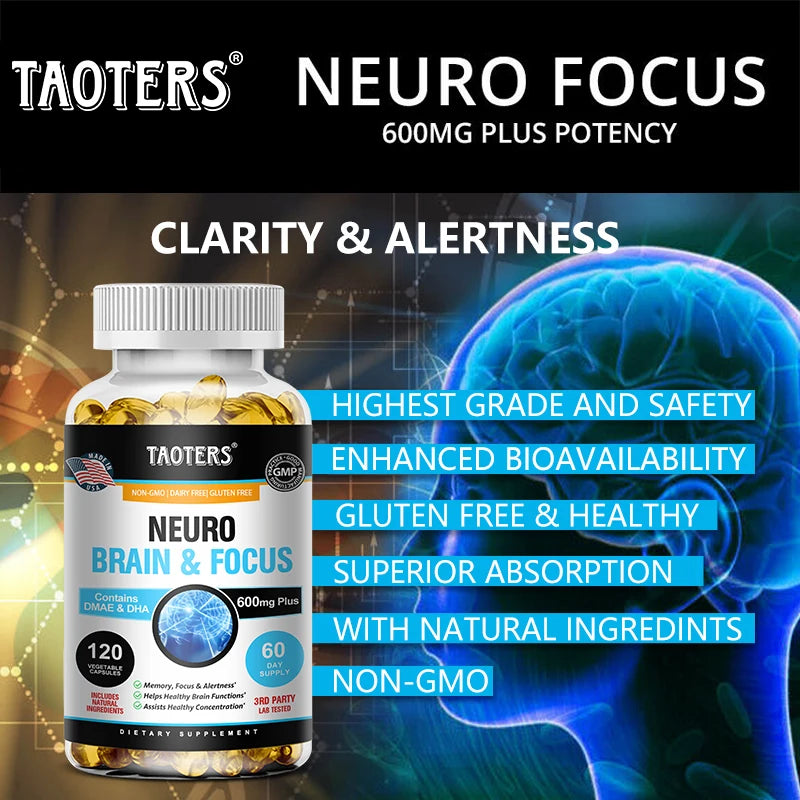 Multivitamin & Multimineral, Nootropic Brain Support Supplement, Supports Memory, Concentration & Alertness, 120 Capsules