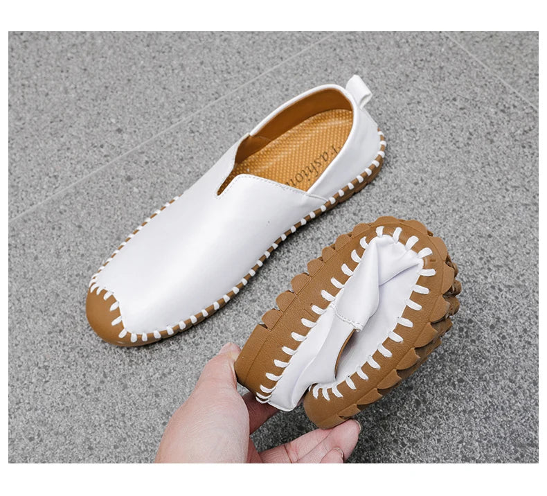 Summer Plus Size Men's Leather Shoes Simple Oxford Sole Casual Shoes Comfortable Soft Sole Lightweight Non-Slip Loafers