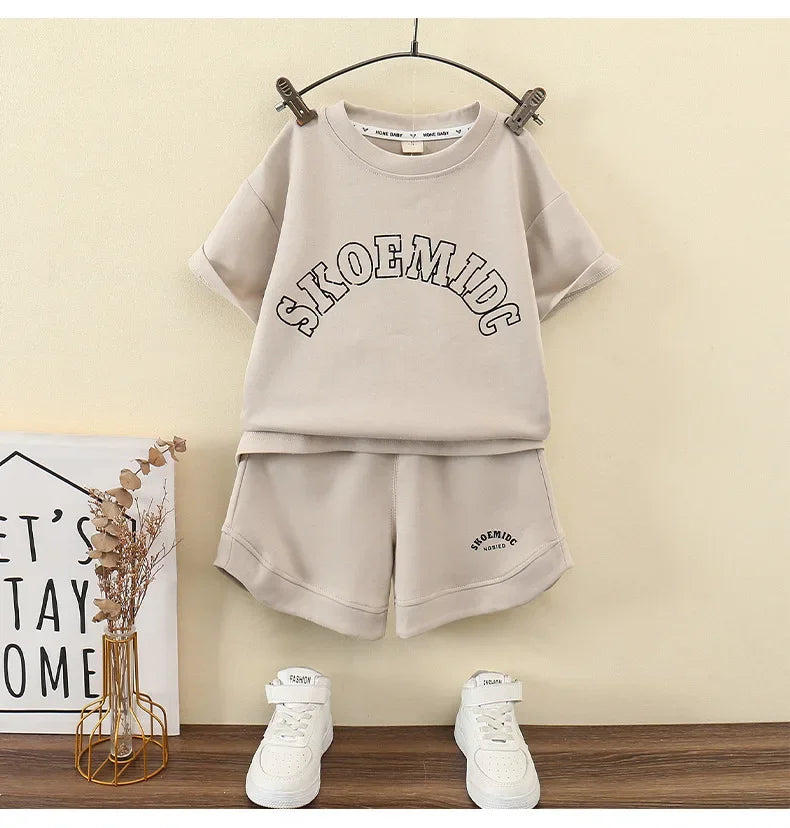 Summer Teenage Boy Clothes Set Children Girls Letter Tshirt and Shorts 2pcs Suit Kid Short Sleeve Top Bottom Outfits Tracksuit