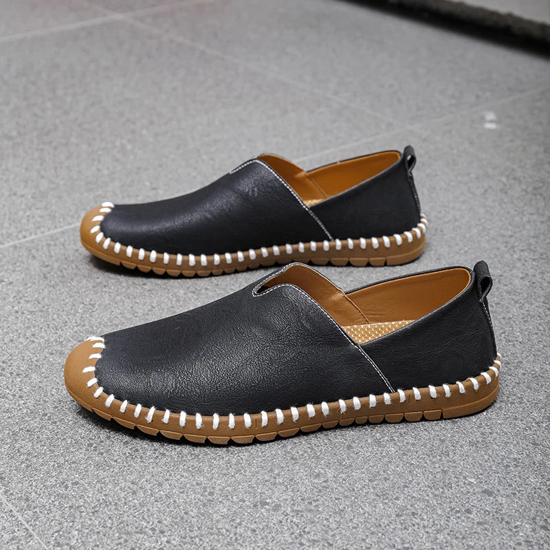 Summer Plus Size Men's Leather Shoes Simple Oxford Sole Casual Shoes Comfortable Soft Sole Lightweight Non-Slip Loafers