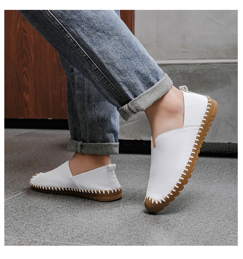 Summer Plus Size Men's Leather Shoes Simple Oxford Sole Casual Shoes Comfortable Soft Sole Lightweight Non-Slip Loafers