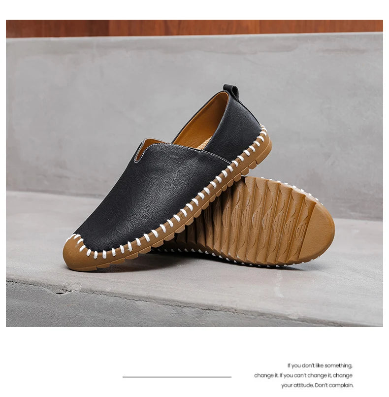 Summer Plus Size Men's Leather Shoes Simple Oxford Sole Casual Shoes Comfortable Soft Sole Lightweight Non-Slip Loafers