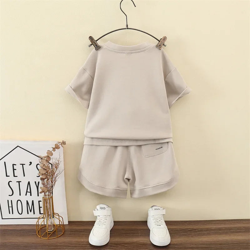 Summer Teenage Boy Clothes Set Children Girls Letter Tshirt and Shorts 2pcs Suit Kid Short Sleeve Top Bottom Outfits Tracksuit