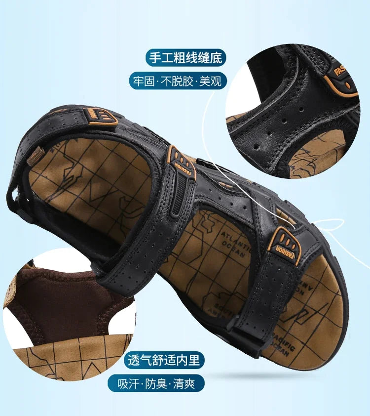 Summer Men's Sandals 2024 Trending Adult Men's Sandal Original Brands Shoes Man's Leather Sandal Sandals for Boys