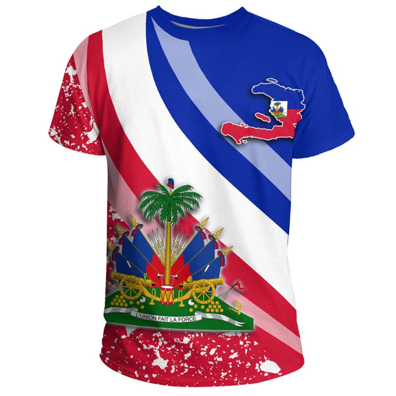 Haiti Flag Map 3D Printed T Shirt For Men Clothes Fashion Male T-Shirt National Emblem Tshirt Independence Day Tee Women Tops