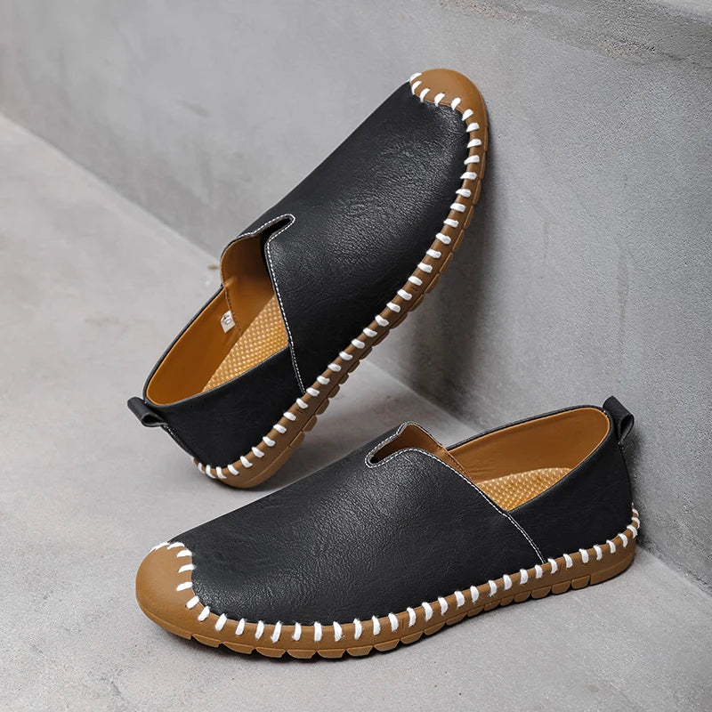 Summer Plus Size Men's Leather Shoes Simple Oxford Sole Casual Shoes Comfortable Soft Sole Lightweight Non-Slip Loafers