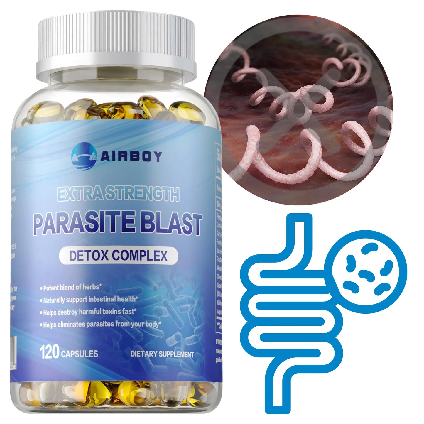 Parasite Blast Detox Complex - Weight Management,Supports Gut Health, Improves Digestion, Metabolism - 120 Capsules