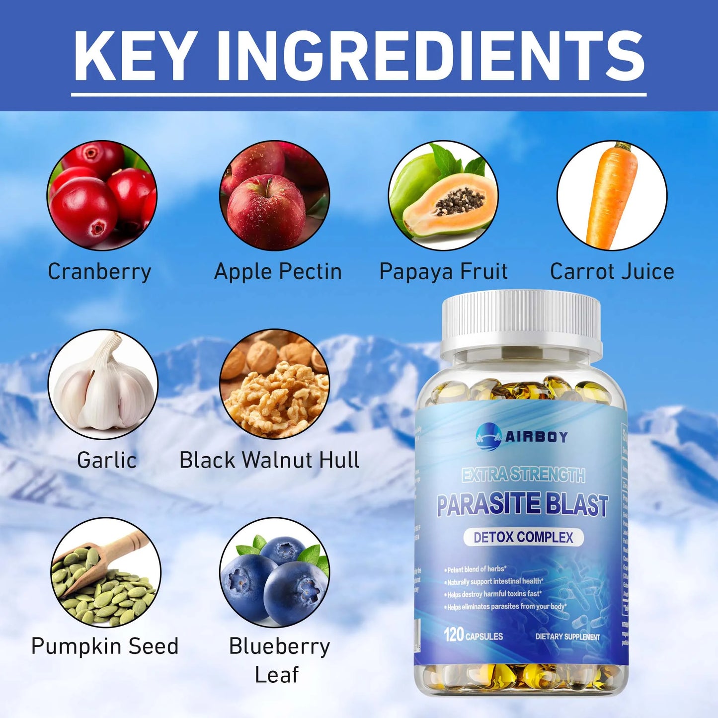 Parasite Blast Detox Complex - Weight Management,Supports Gut Health, Improves Digestion, Metabolism - 120 Capsules