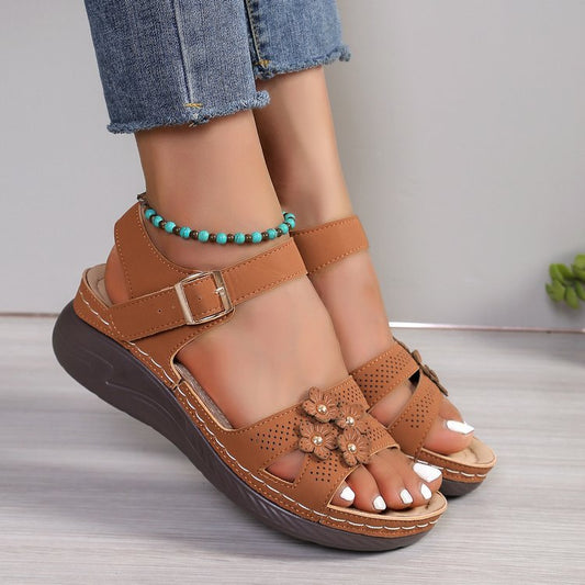 Wedge Sandals Women's Flower Flat