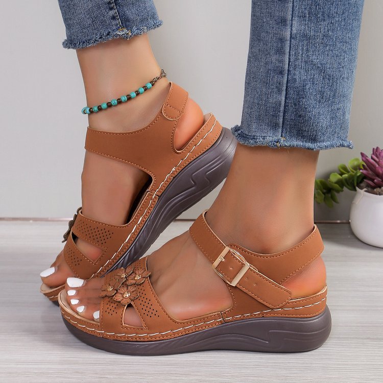 Wedge Sandals Women's Flower Flat